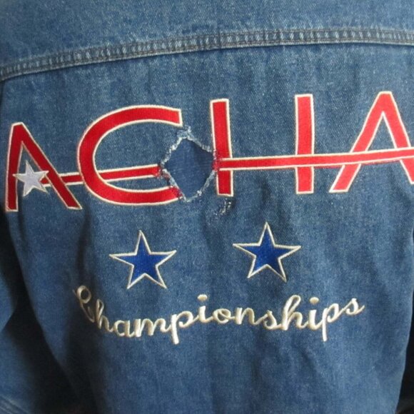 Mens Denim Trucker Jacket Small ACHA Championships Hockey Toyota Of Killen - Picture 5 of 7